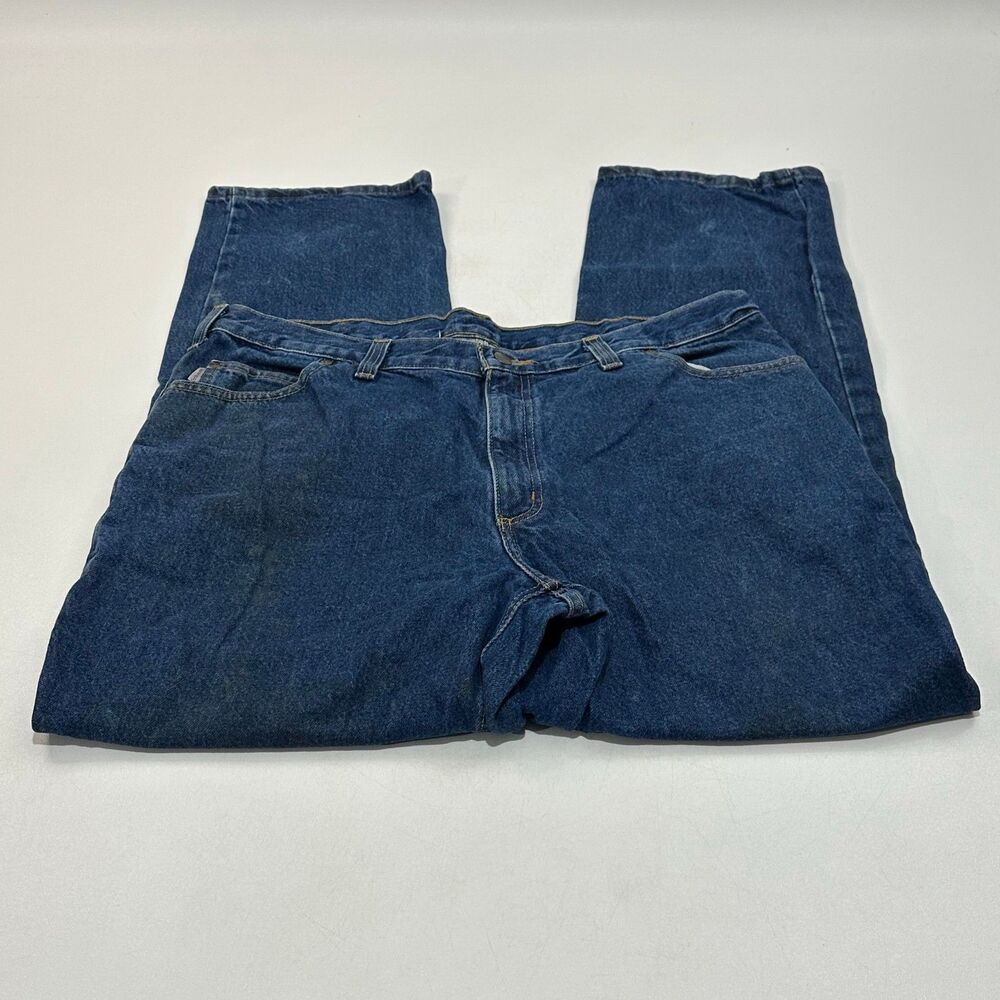 Carhartt Men's Jeans Blue Denim Relaxed Fit‎ Straight Leg Workwear, Size 38/32